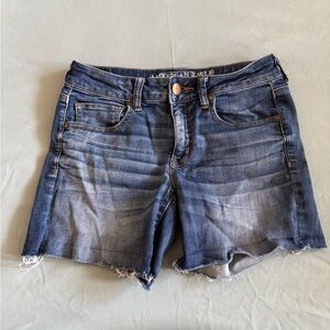 American Eagle Outfitters Women's Faded Blue Jean Midi Shorts